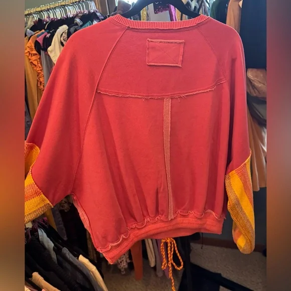 NWT Free People We The Free Stripe Cuff Pullover - Sunrise Combo - Small - Picture 5 of 6